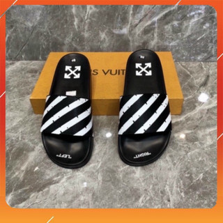 Dép lê nam off white quai da in vân chéo siêu nét - dép nam quai da hót trend *2024 99 66 hdl 3