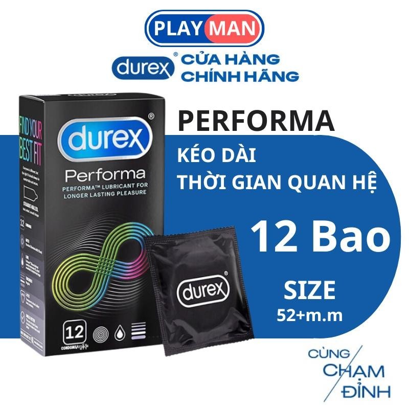 Hộp 12 Bao Cao Su DUREX PERFORMA Kéo Dài Thời Gian Quan Hệ Hàng Chính Hãng