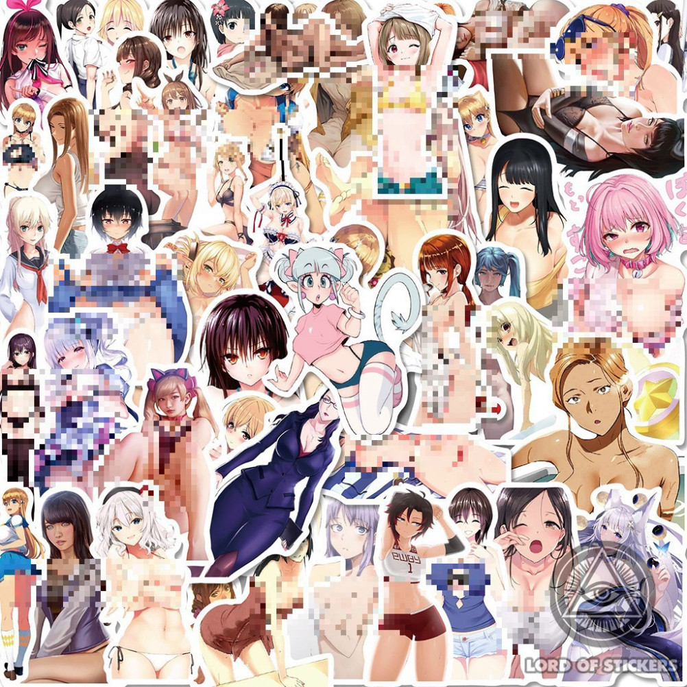 Set 50 Hình Dán Sticker Sexy Anime Waifu Truyện Tranh Hentai Ecchi Manga Chống Thấm Nước Dán Mũ Bảo Hiểm, Laptop, Vali