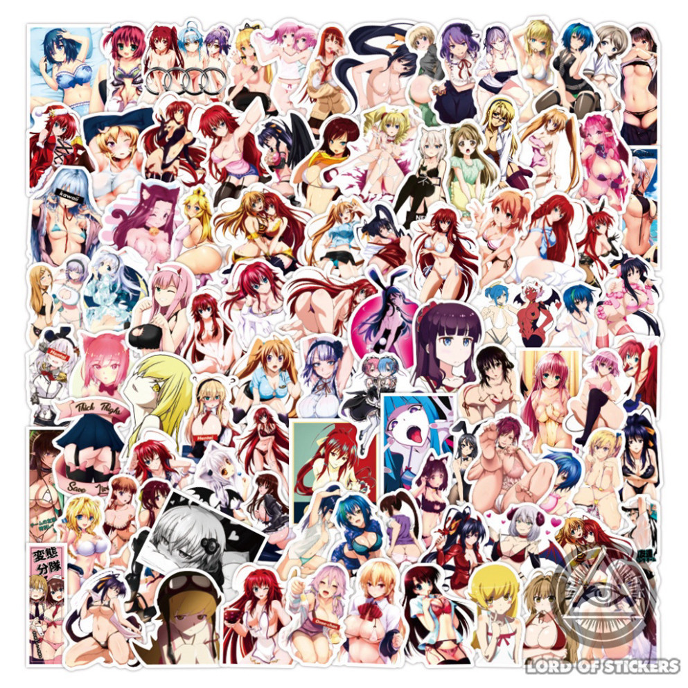 Set 100 Nhãn Dán Sexy Girl Hentai Ecchi Anime Waifu Sticker Chống Thấm Nước Dán Mũ Bảo Hiểm, Laptop, Điện Thoại, Guitar