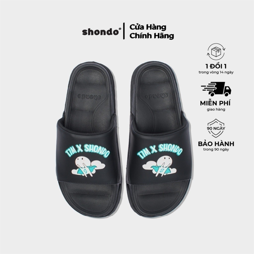 Dép Trendy Nam Nữ SHONDO Thỏ 7 Màu Êm, Thời Trang Thích Hợp Đi Học, Đi Chơi Đen TRE1414