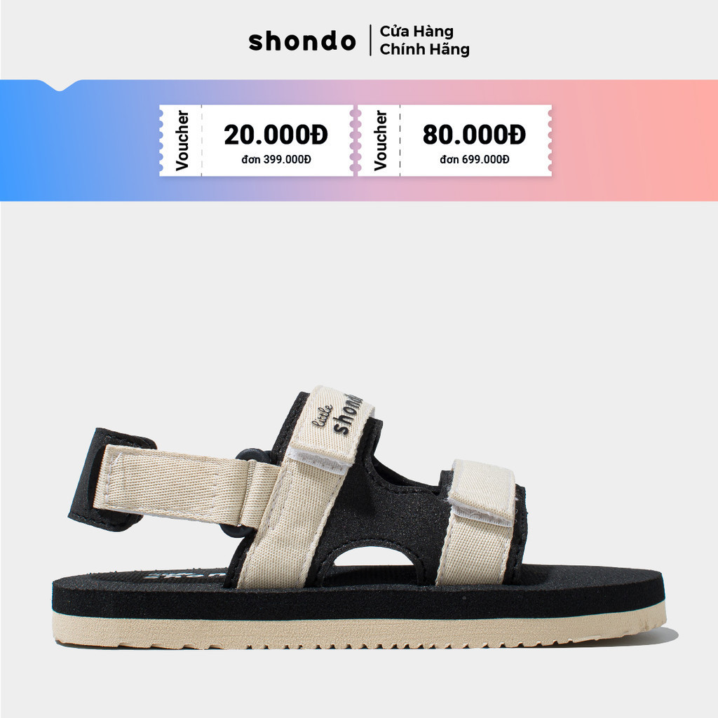 Giày Sandal Bé Trai Bé Gái SHONDO Đế Mềm Thời Trang Đen Be LIT1025