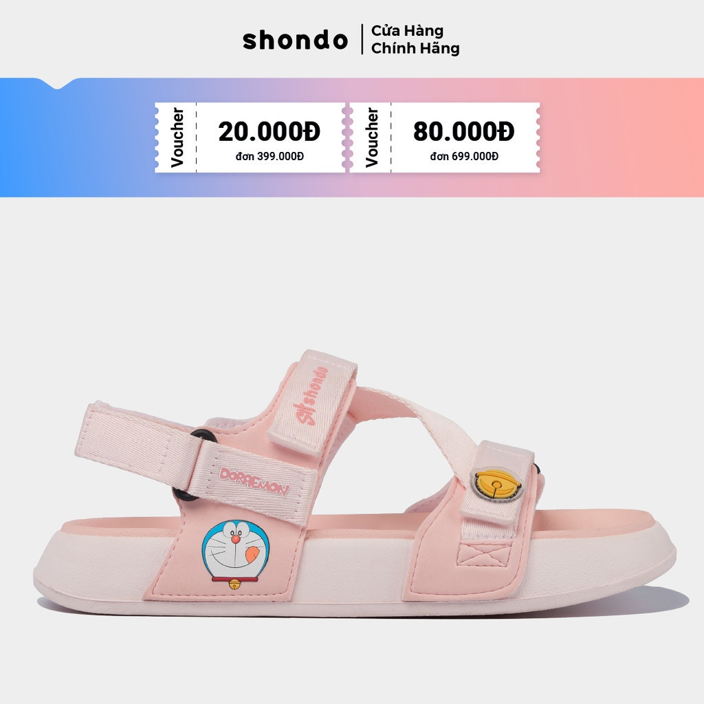 Giày Sandal Nam Nữ SHONDO Platy Doraemon Thời Trang Êm Chân Full Hồng PLA7077