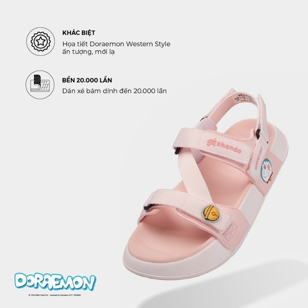 Giày Sandal Nam Nữ SHONDO Platy Doraemon Thời Trang Êm Chân Full Hồng PLA7077