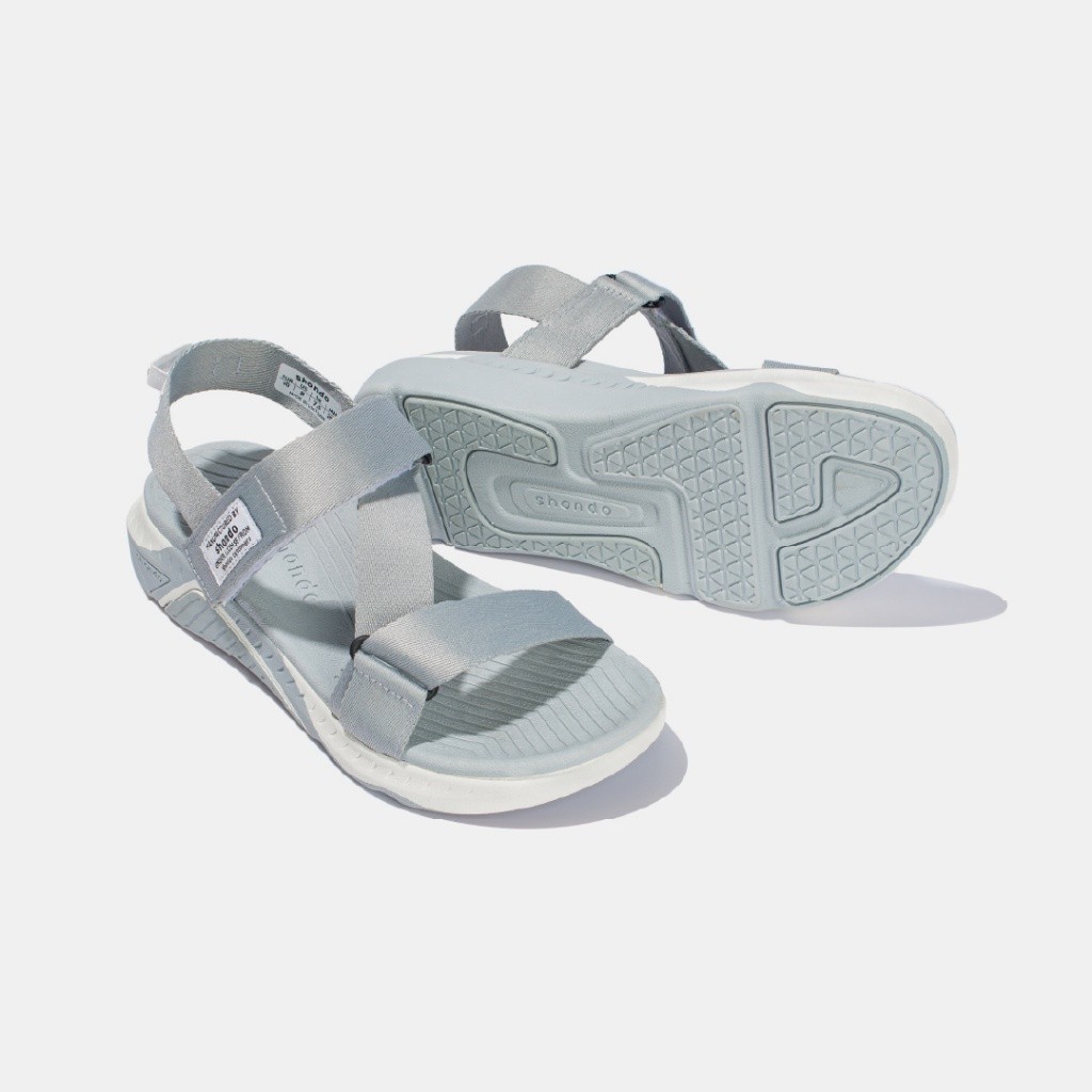 Giày Sandal Nam Nữ SHONDO F7 Racing Êm Nhẹ, Đi Học Đi Chơi Xám Trắng F7R2022