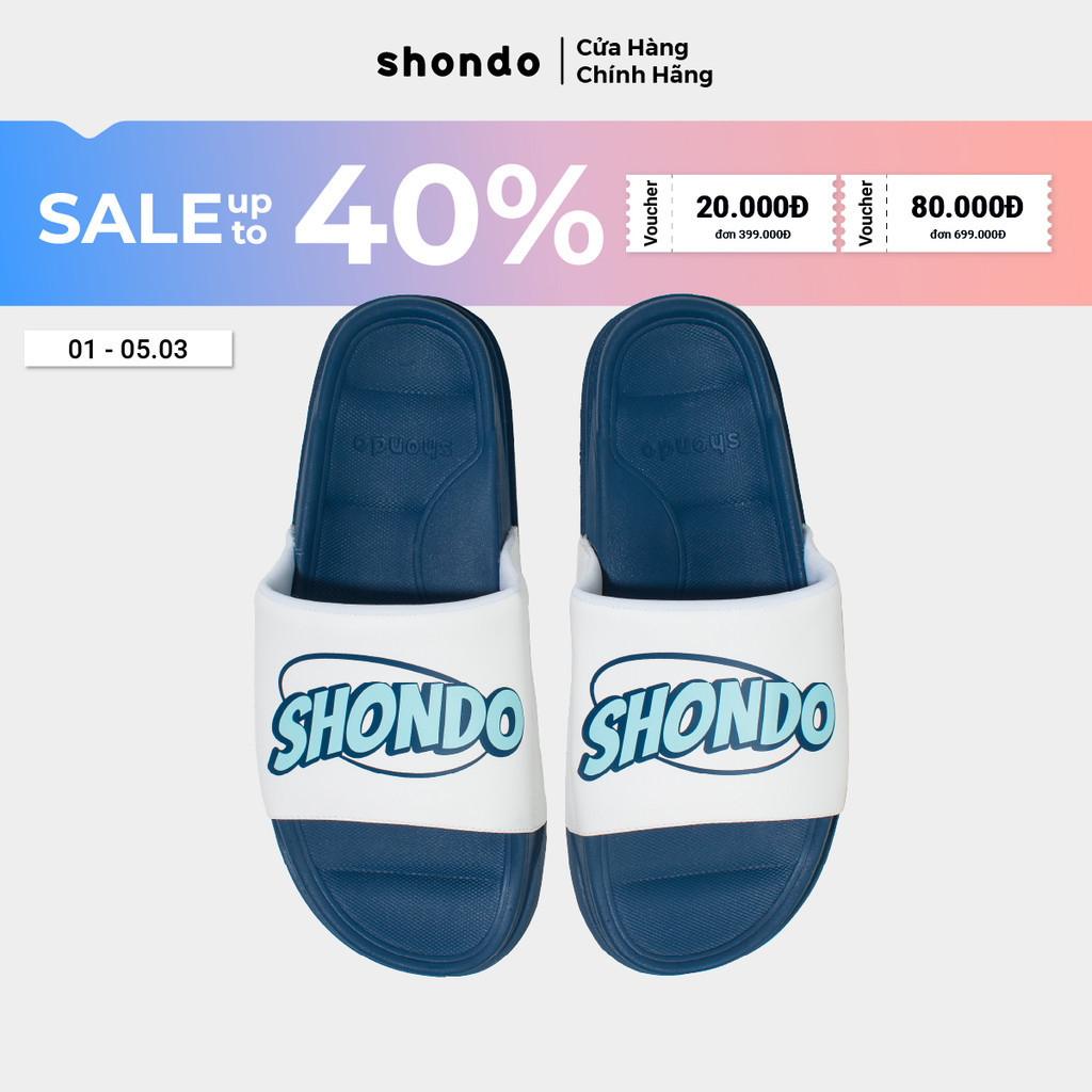 Dép Trendy 4 Nam Nữ Shondo Êm Chân, Bền In Chữ Shondo Xanh Phối Quai Be TRE3525