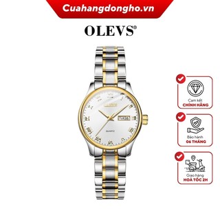 Đồng hồ nữ olevs 5568 chính hãng - dây thép màu vàng & bạc - mặt tròn 29mm màu trắng