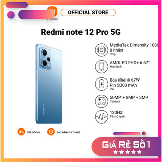 Điện thoại xiaomi redmi note 12 pro 5g amoled 6.67" fhd+| mediatek dimensity 1080