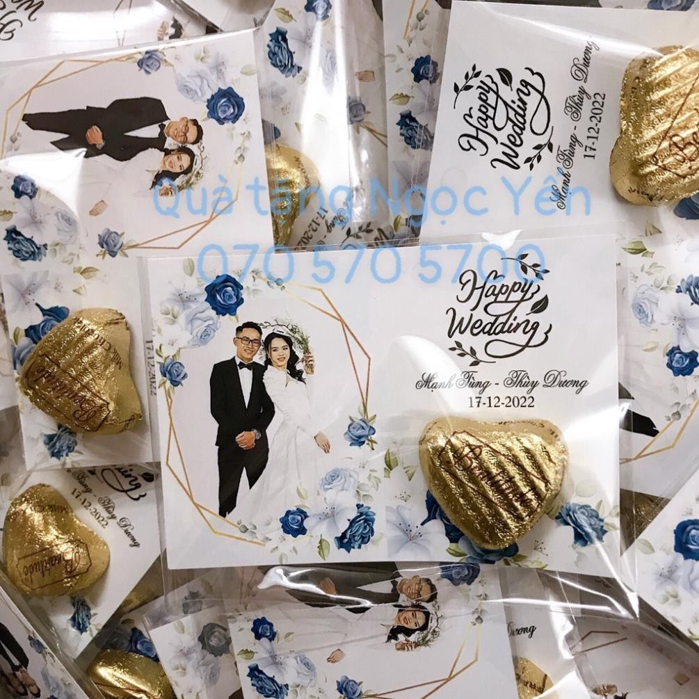 Thiệp socola in hình cô dâu chú rể (set 50 thiệp)