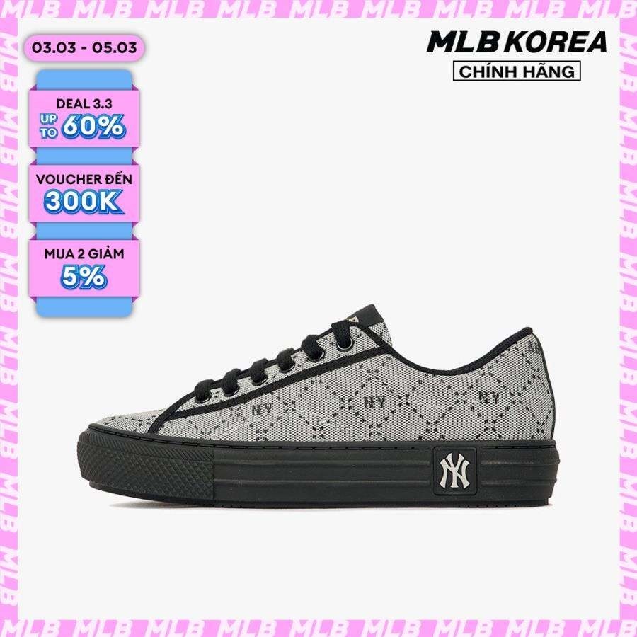 MLB - Giày sneakers unisex cổ thấp Playball Lux Jacquard Diamond Monogram 3ACVPRM3N-50BKS