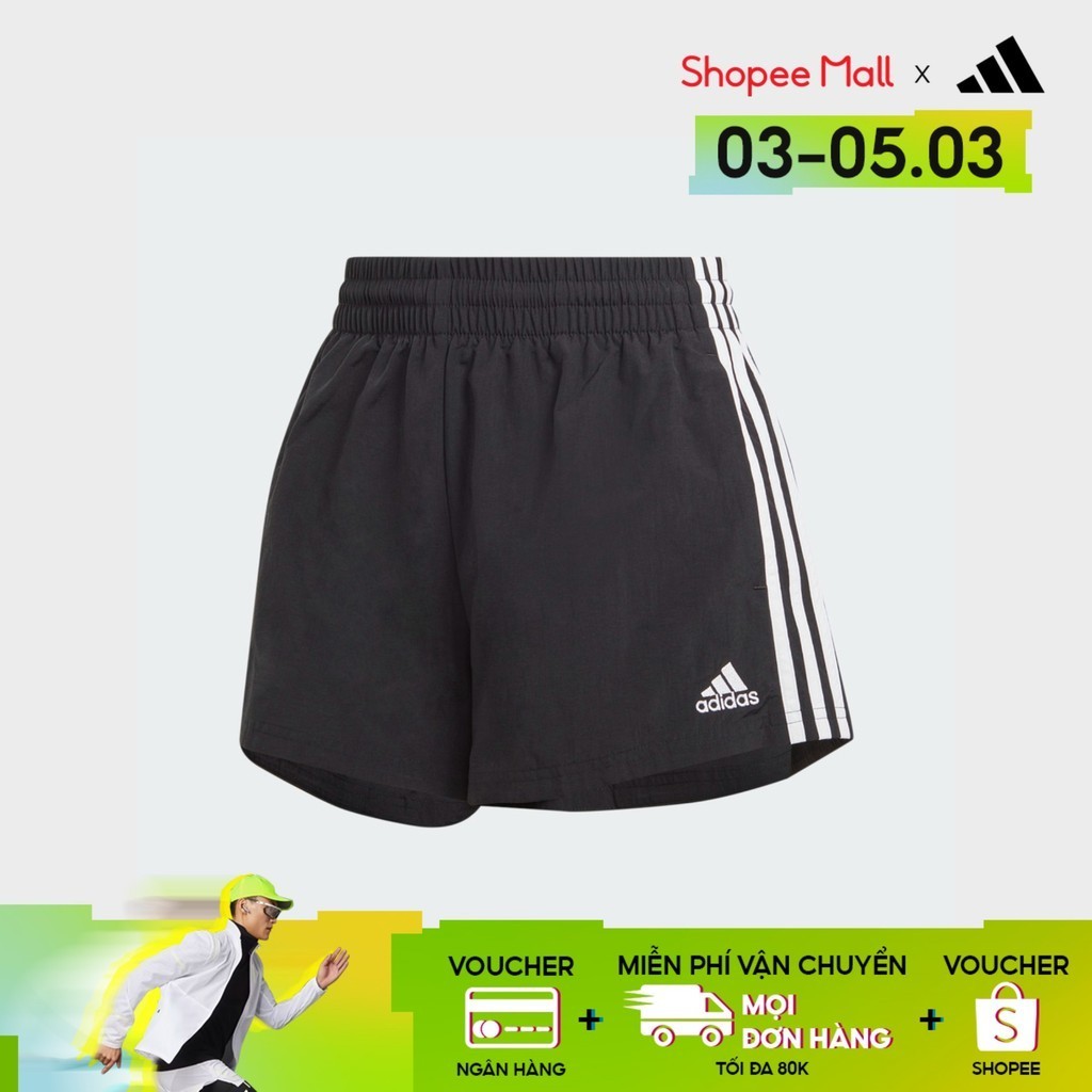 adidas Phong cách sống Quần Short Dệt 3 Sọc Essentials Nữ Đen HT3397