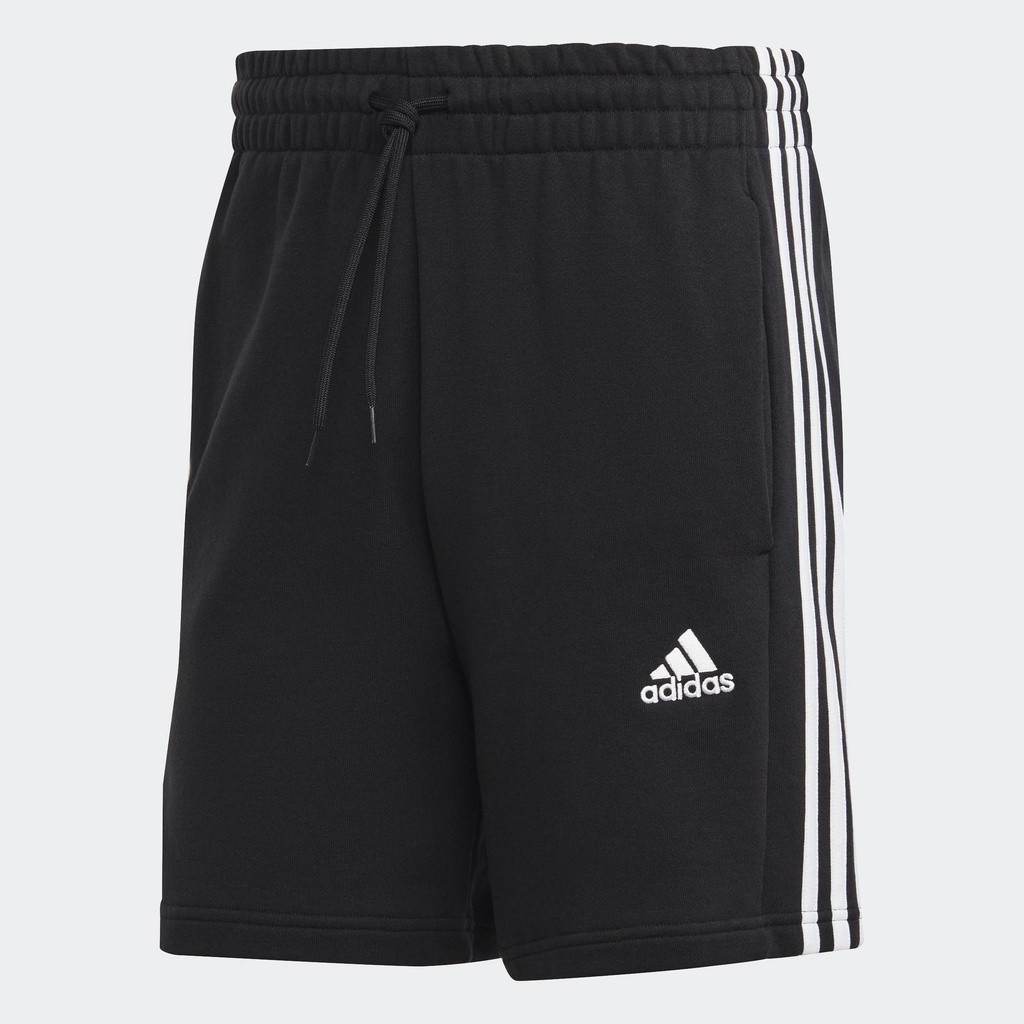 Adidas Phong cách sống Quần Short 3 Sọc Vải Thun Da Cá Essentials Nam Đen IC9435