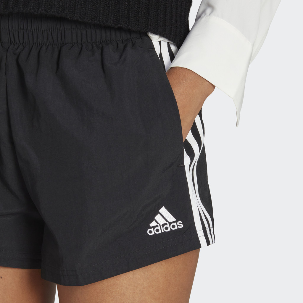 adidas Phong cách sống Quần Short Dệt 3 Sọc Essentials Nữ Đen HT3397