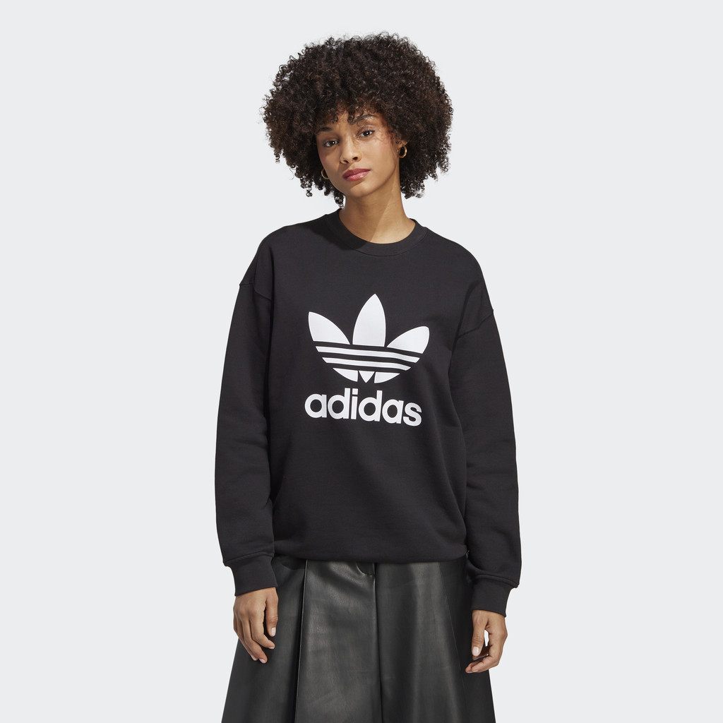 Adidas Phong cách sống Áo nỉ cổ tròn Ba Lá Nữ Đen FM3272