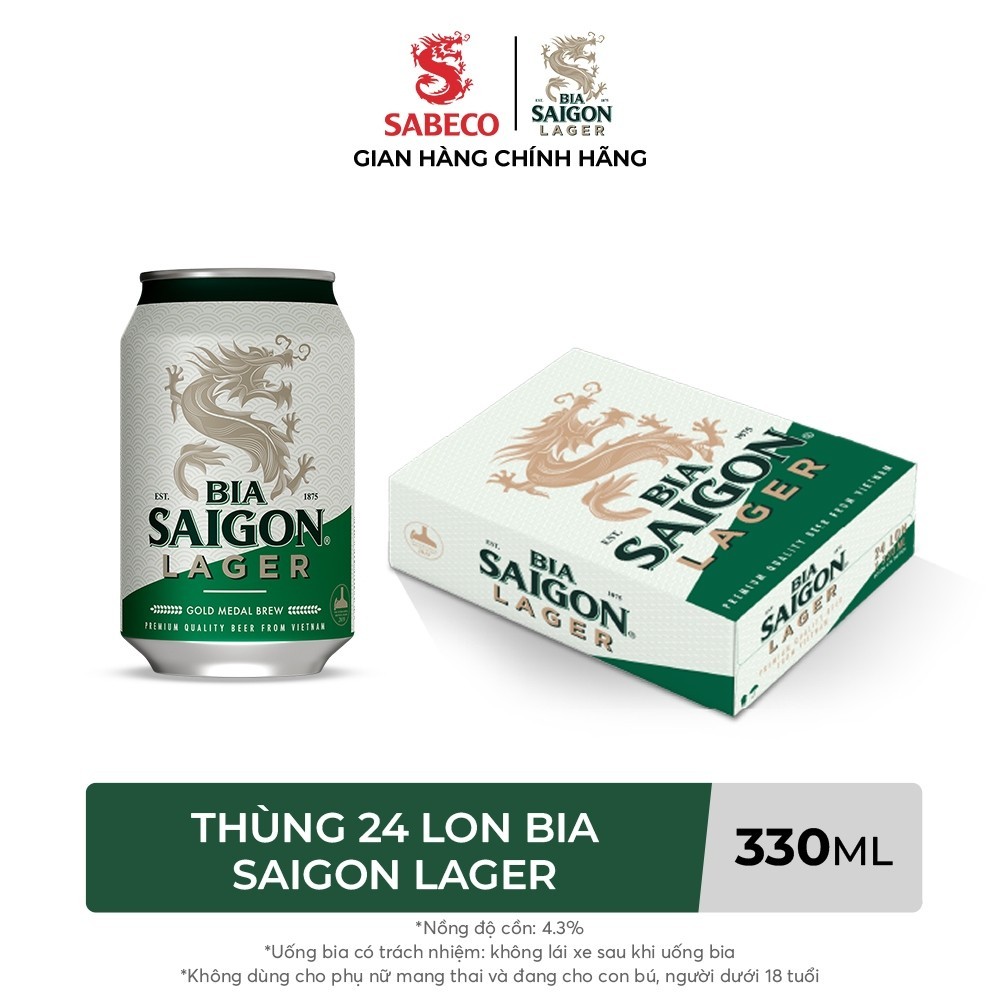 Thùng 24 lon bia Saigon Lager - 330ml/lon