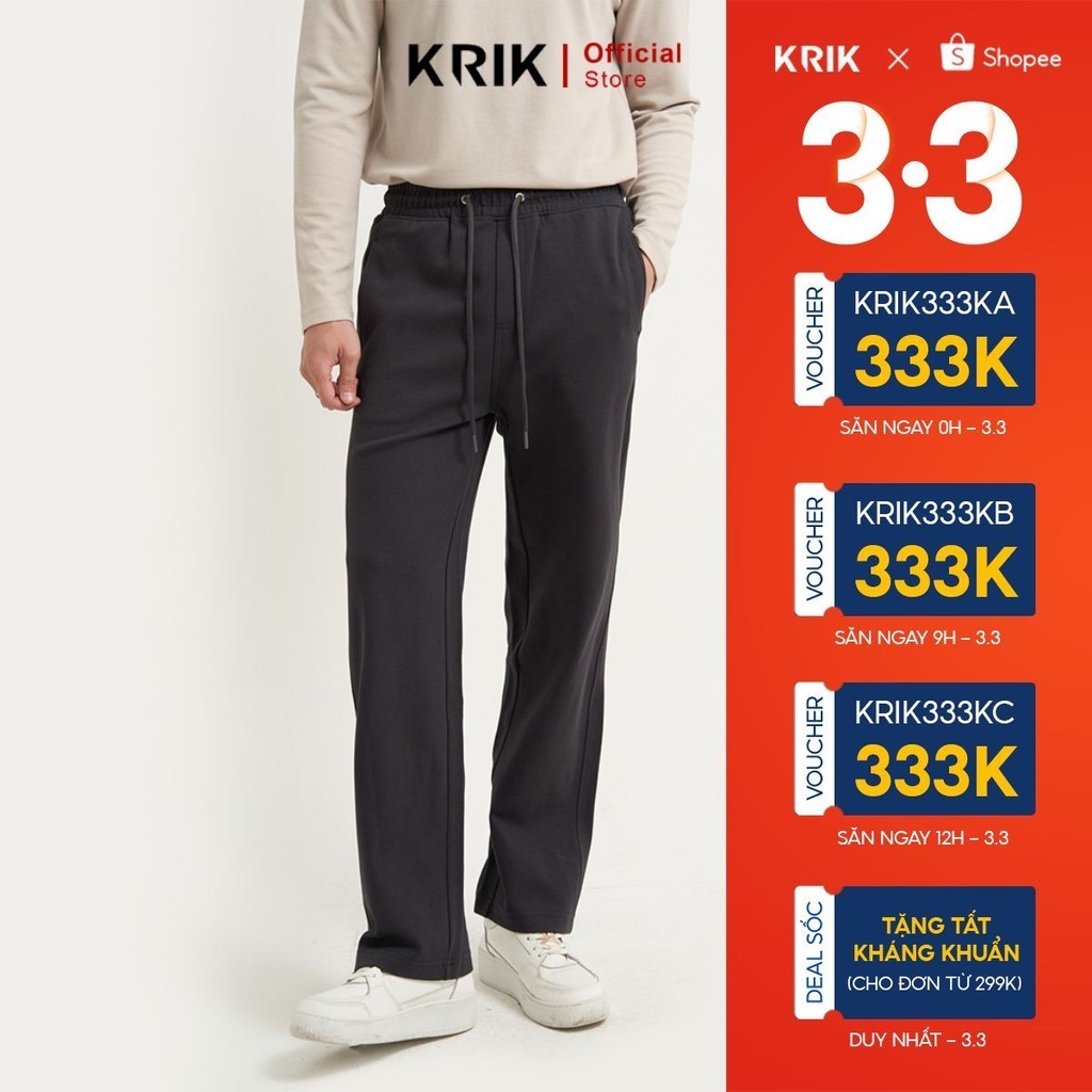 Quần Jogger Nam KRIK Chất Liệu Nỉ Cao Cấp Form Loose Ống Suông Che Khuyết Điểm, Thoải Mái Khi Vận Động JG7505