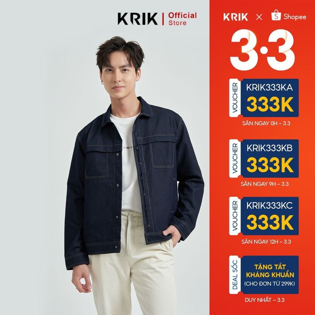 Áo Khoác Kaki Nam KRIK Phong Cách Trẻ Trung Cá Tính Chuẩn Form Regular AK5012