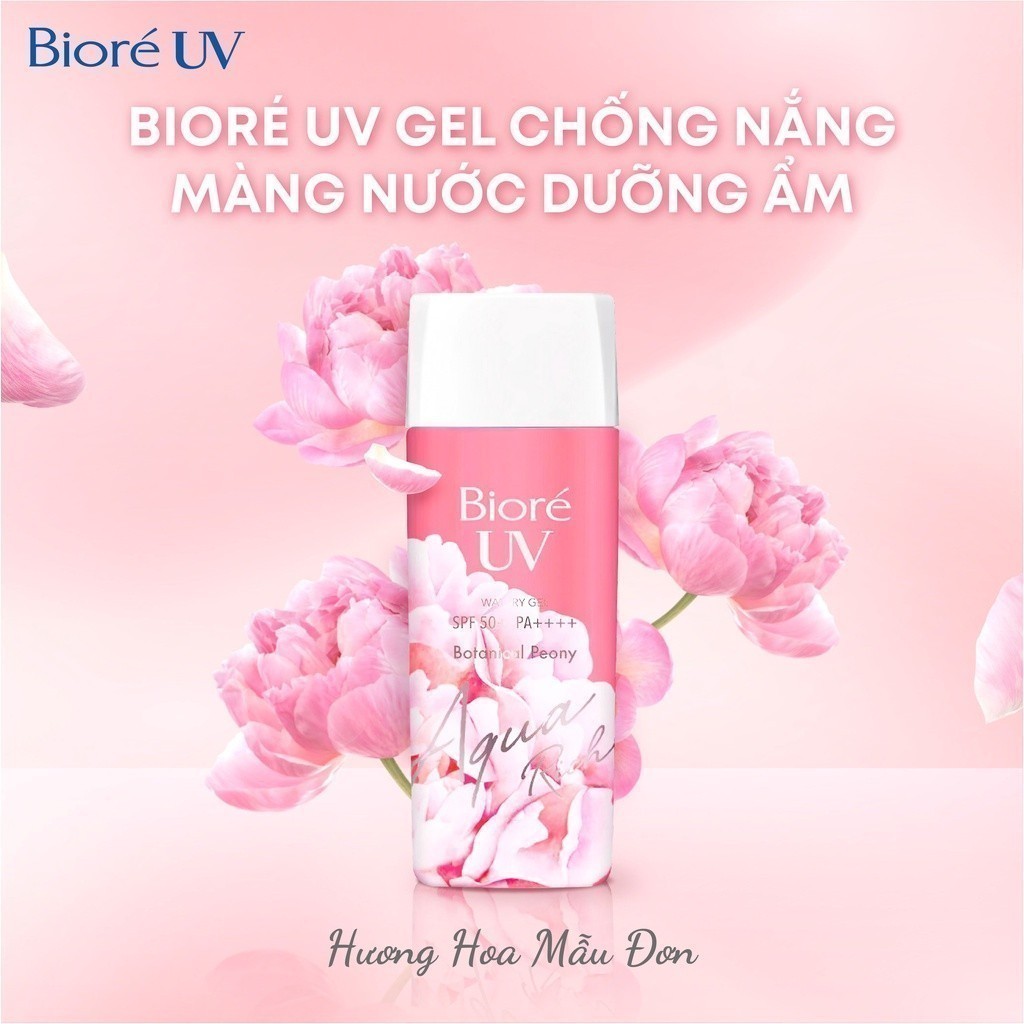 Bioré Gel Chống Nắng Màng Nước Dưỡng Ẩm Bioré Uv Aqua Rich Watery Gel Spf50+/Pa++++ Hương Hoa Mẫu Đơn 90Ml