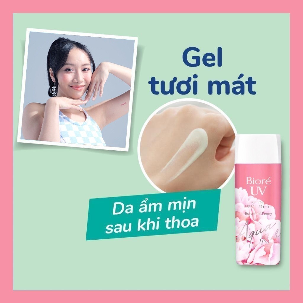 Bioré Gel Chống Nắng Màng Nước Dưỡng Ẩm Bioré Uv Aqua Rich Watery Gel Spf50+/Pa++++ Hương Hoa Mẫu Đơn 90Ml