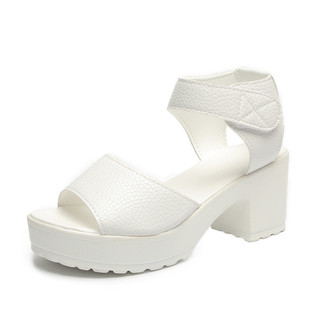 Mùa hè 2019 phong cách mới giày sandal đế dày la mã miệng cá giày cao gót dày đế giày sandal nữ