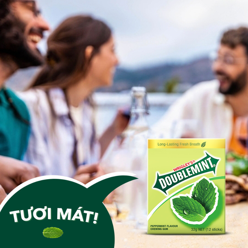 Combo 2 Túi Viên Ngậm Không Đường Doublemint Hương Bạc Hà Túi 30 Gói 2 Viên