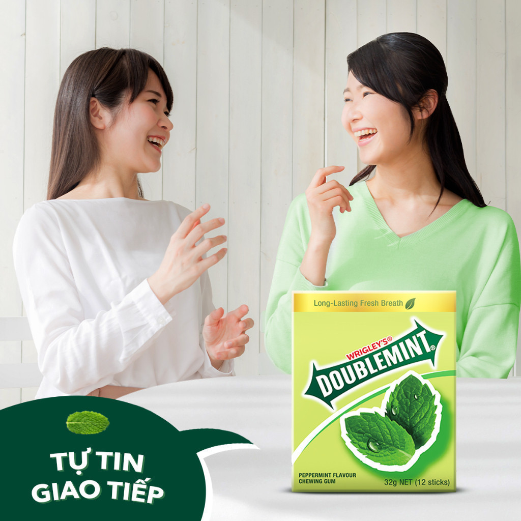 Combo 2 Túi Viên Ngậm Không Đường Doublemint Hương Bạc Hà Túi 30 Gói 2 Viên