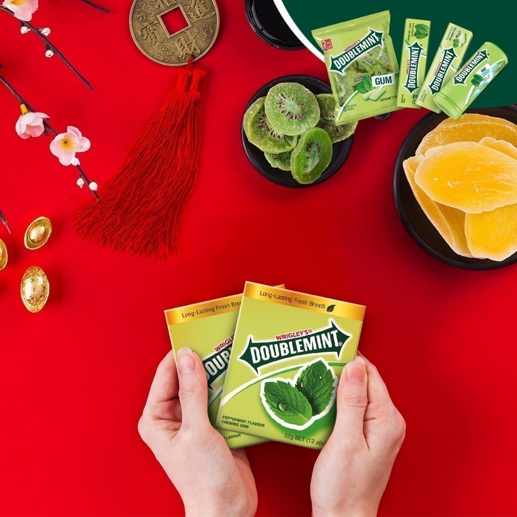 Combo 2 Túi Viên Ngậm Không Đường Doublemint Hương Bạc Hà Túi 30 Gói 2 Viên