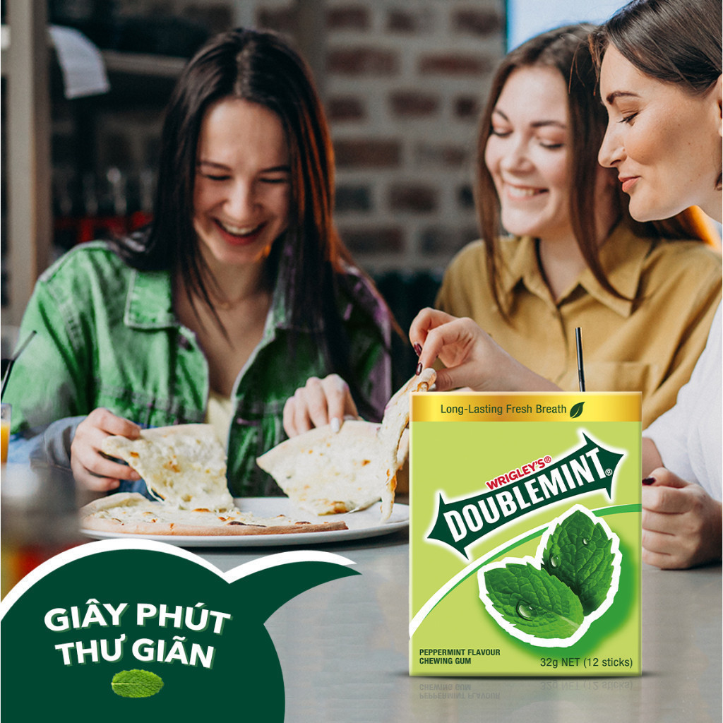 Combo 2 Túi Viên Ngậm Không Đường Doublemint Hương Bạc Hà Túi 30 Gói 2 Viên