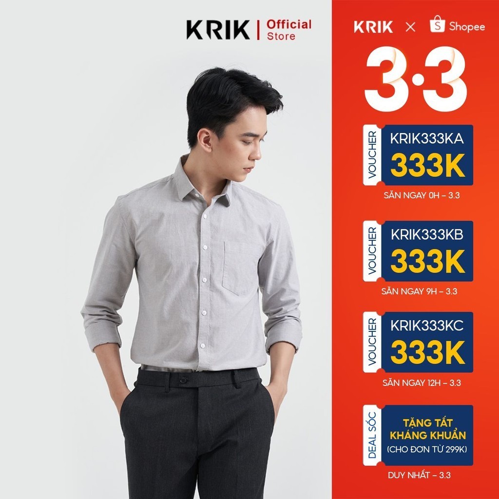 Áo Sơ Mi Nam Local Brand KRIK Form Slimfit Hàn Quốc Dài Tay Chất Liệu Cotton Thoáng Khí, Thấm Hút Mồ Hôi Cực Tốt Sm0106