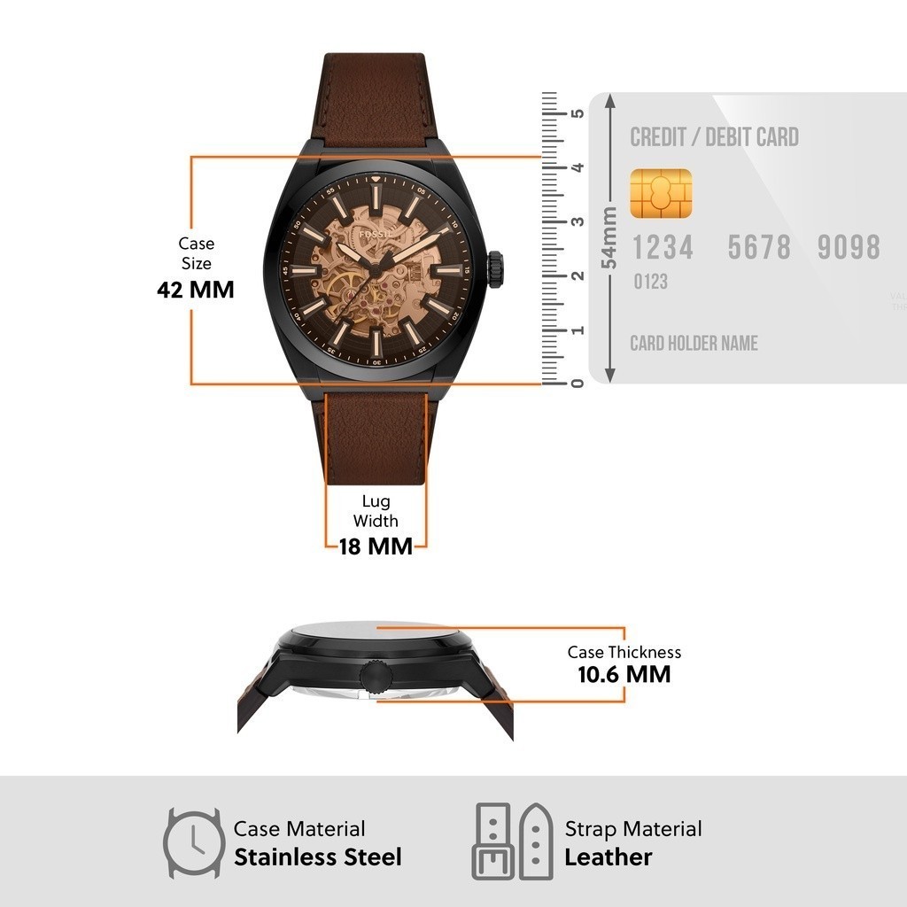 Đồng hồ nam Fossil EVERETT ME3207 dây da - màu nâu