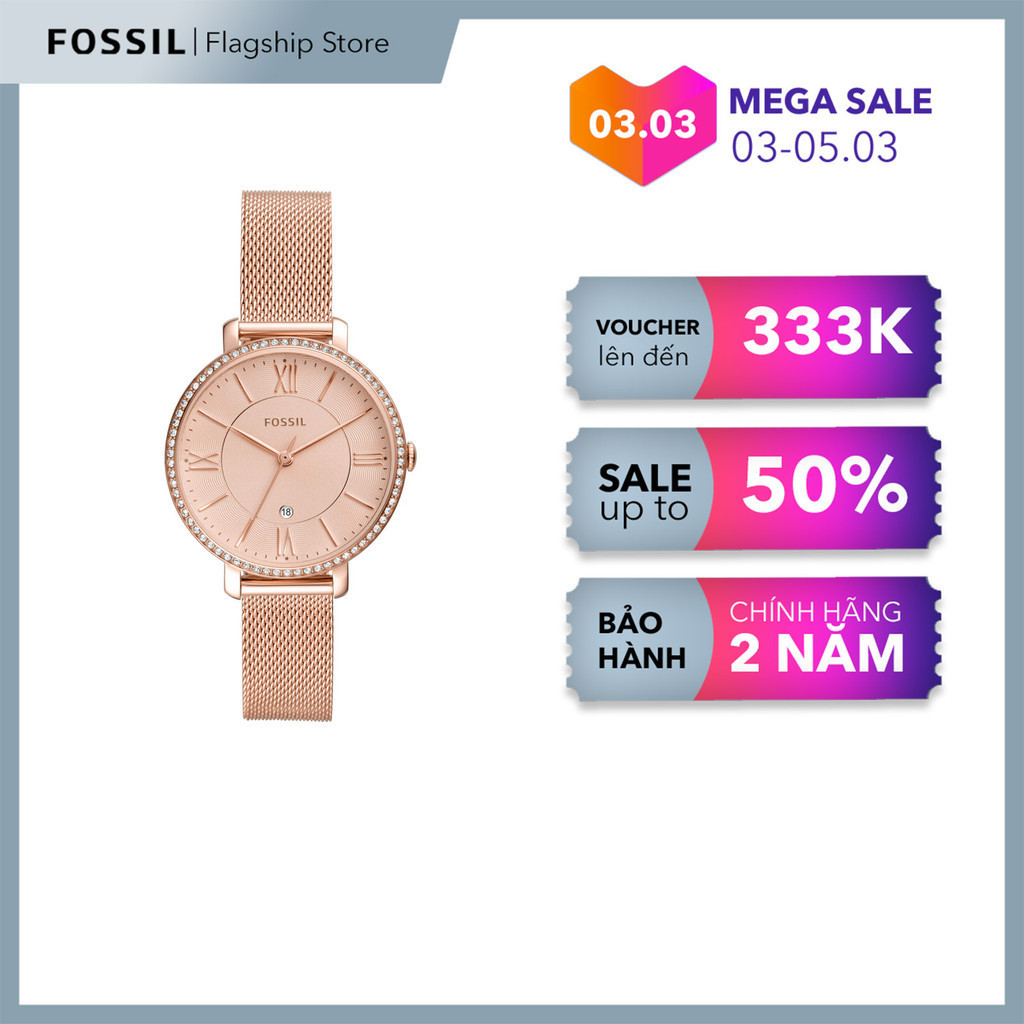 Đồng hồ Kim nữ Fossil JACQUELINE dây kim loại ES4628 - vàng hồng