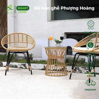 Bộ Bàn Ghế Phượng hoàng SmartHomes giả mây trang trí ban công sân vườn quán cafe phòng khách phòng ngủ sang trọng