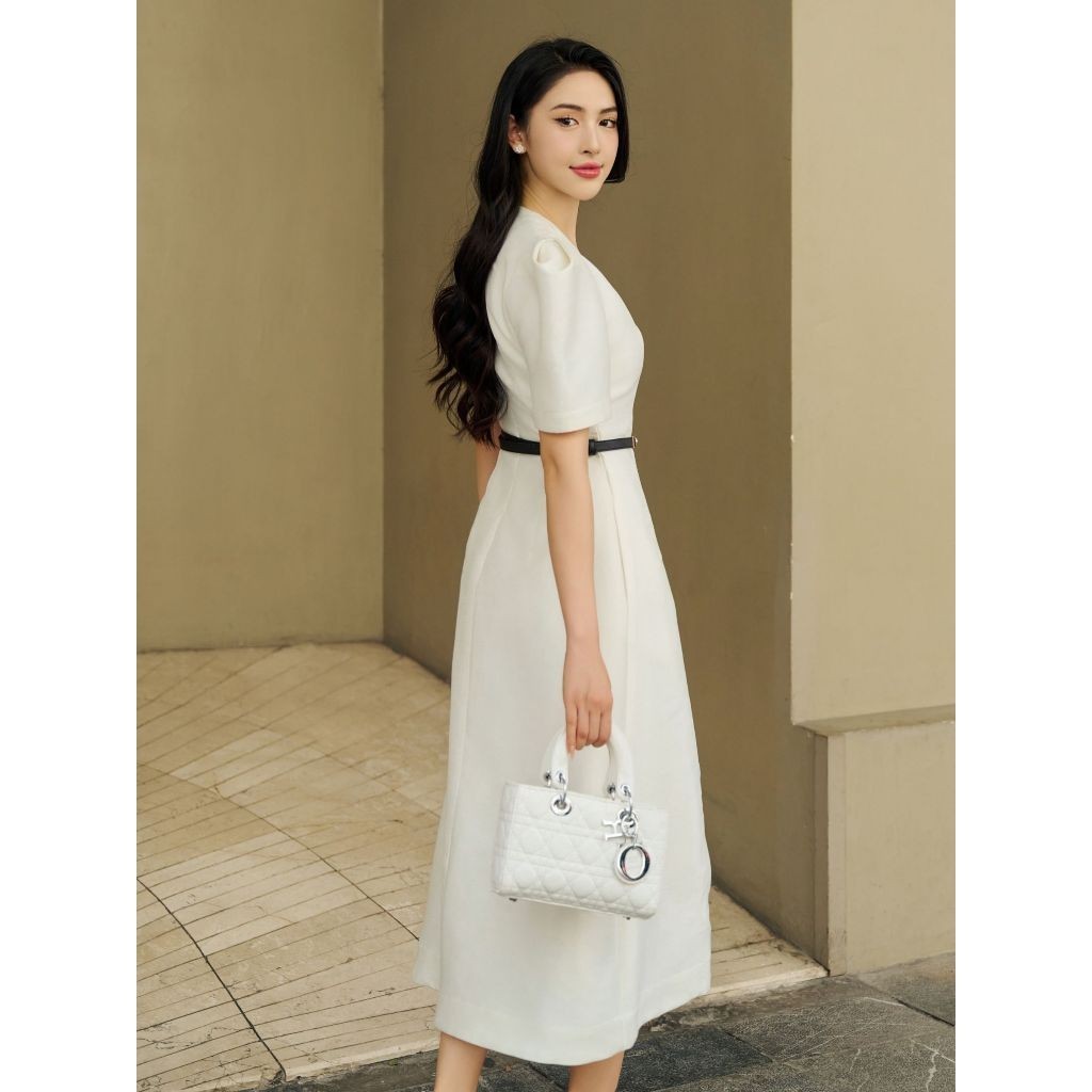 UPTO60% + VC60K || JOVEN Đầm Dài Ether  Cổ V Tay Phồng Sang Trọng Thanh Lịch