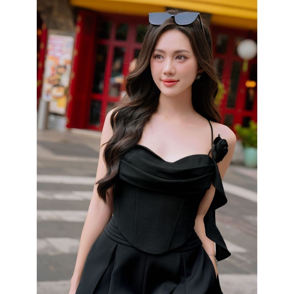 UPTO50% + VC60K || JOVEN Áo Celinia Dáng Corset Đính Hoa Sang Trọng Gợi Cảm