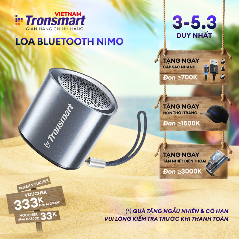 Loa Bluetooth 5.3 Mini Di Động Tronsmart Nimo IPX7 - Đa Sắc 4 Màu - Stereo Pairing 2 Loa - Chính Hãng - BH 12 Tháng