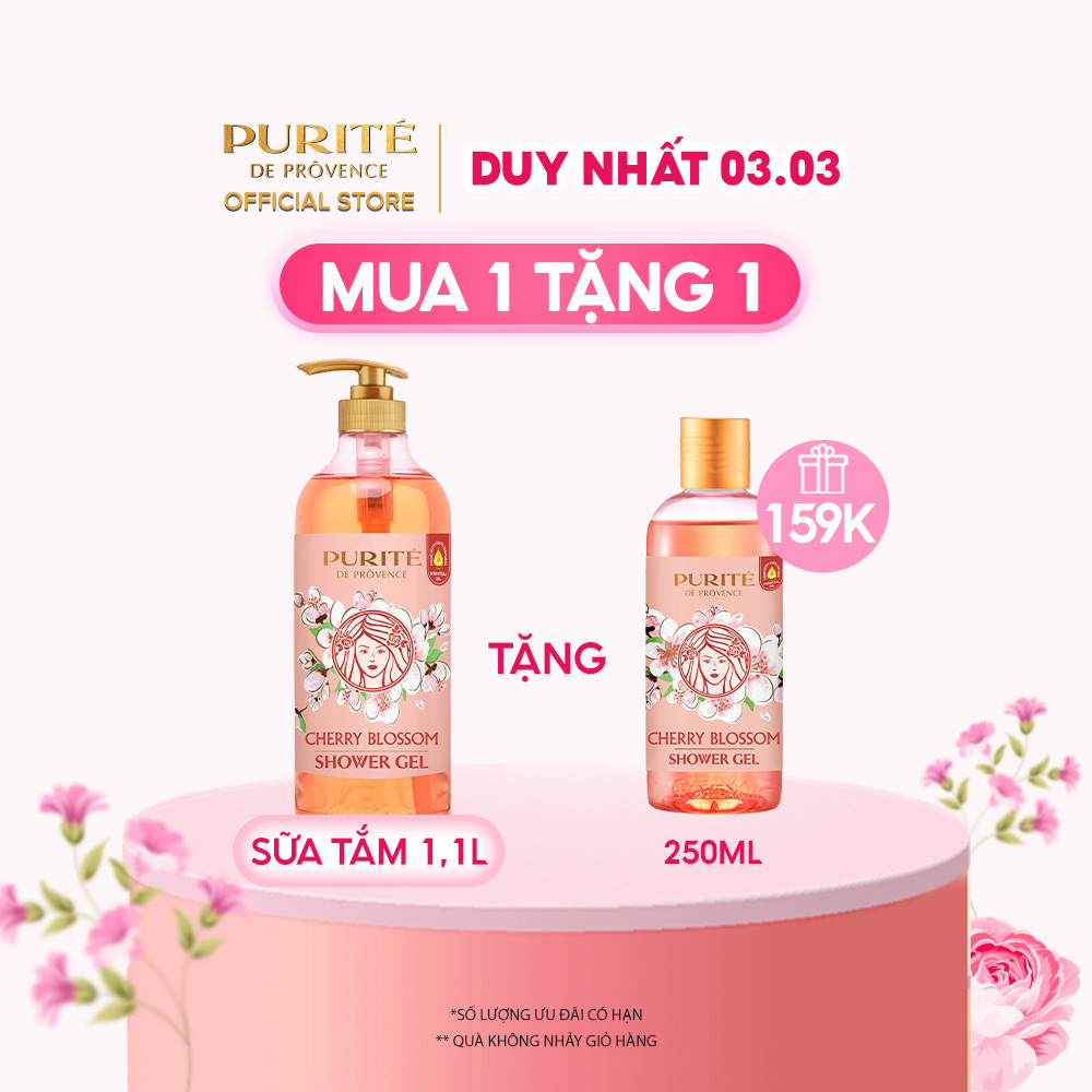 [MUA 1 TẶNG 1] Sữa Tắm Purite Anh Đào 1.1L Tặng Sữa Tắm Anh Đào 500ml