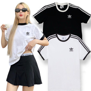 Áo thun adidasslogo thêu phối line sọc hottrend 2024