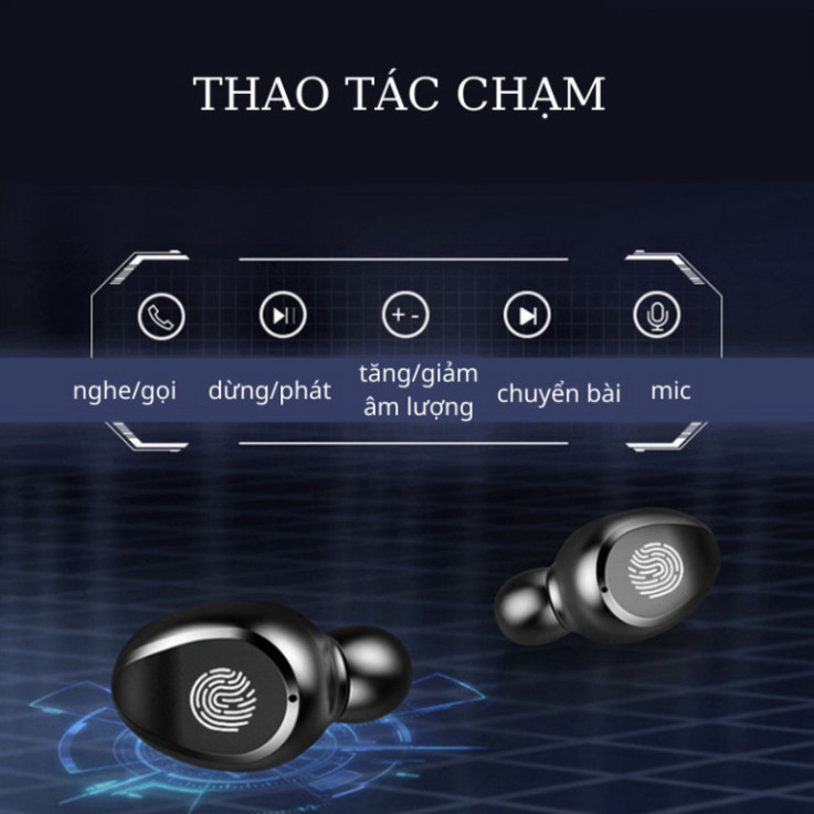 Tai nghe bluetooth F9 TWS 5.0 bản Quốc tế không dây cảm ứng chống nước IPX5, chống ồn tích hợp sạc dự phòng 2500mAh HOT