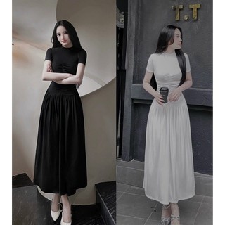 VÁY COTTON CAO CỔ CỘC NHÚN XOÈ
