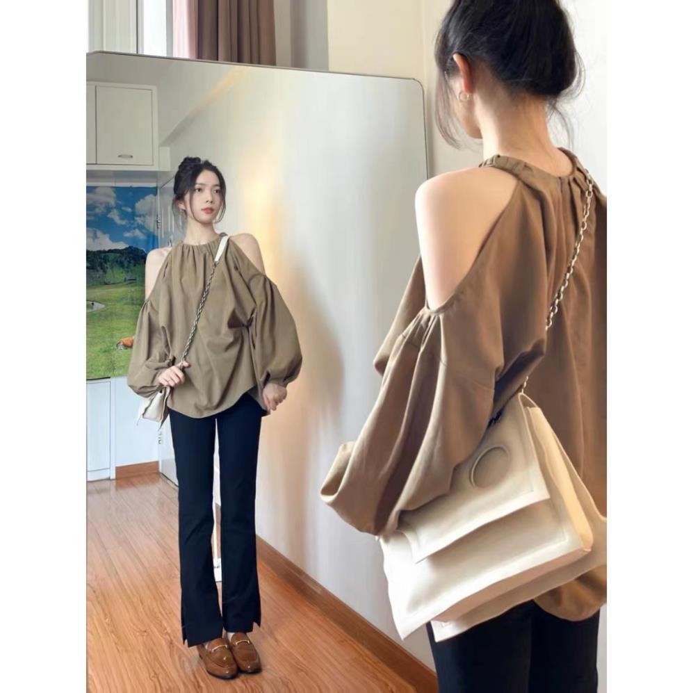 Áo kiểu hở vai cổ tròn dáng rộng thời trang SM7