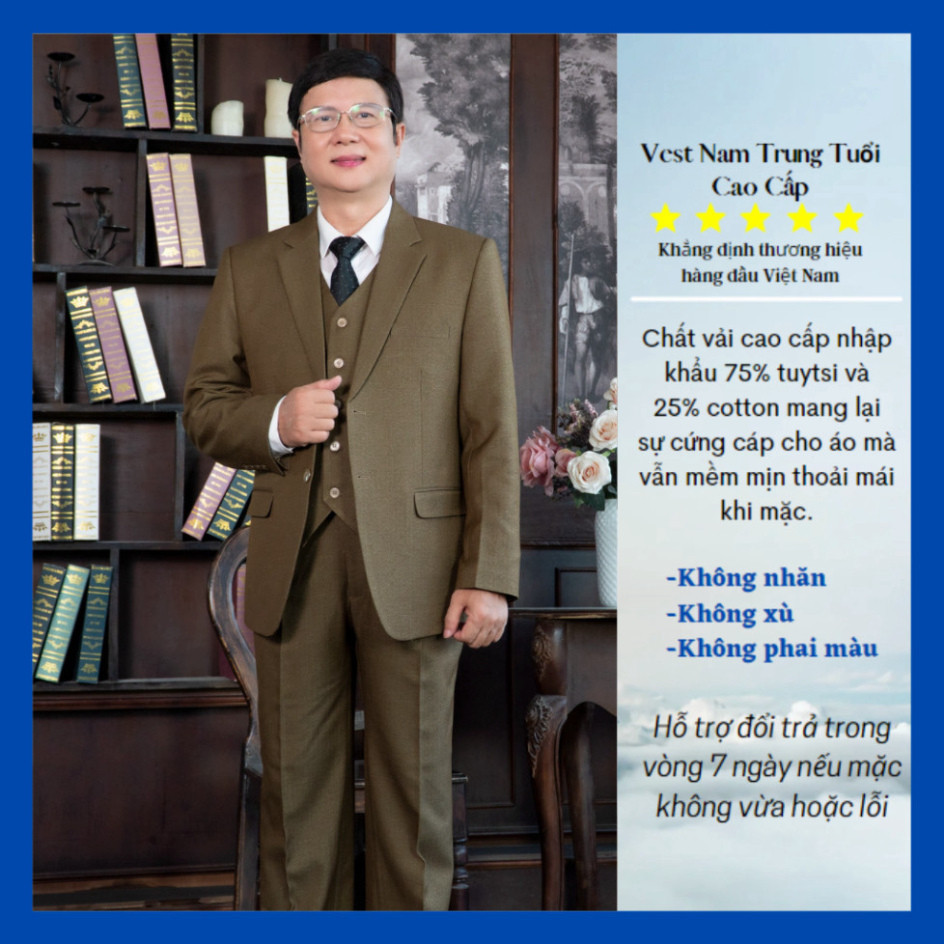 Vest trung niên xuất khẩu cao cấp,bộ vest nam trung niên chất liệu nhập khẩu