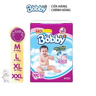Tã dán Bobby đệm thun thấm mồ hôi đủ size M76/L68/XL62/XXL56
