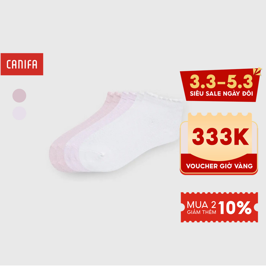 Combo 3 đôi tất bé gái CANIFA cổ ngắn nhiều màu 1AX23A001