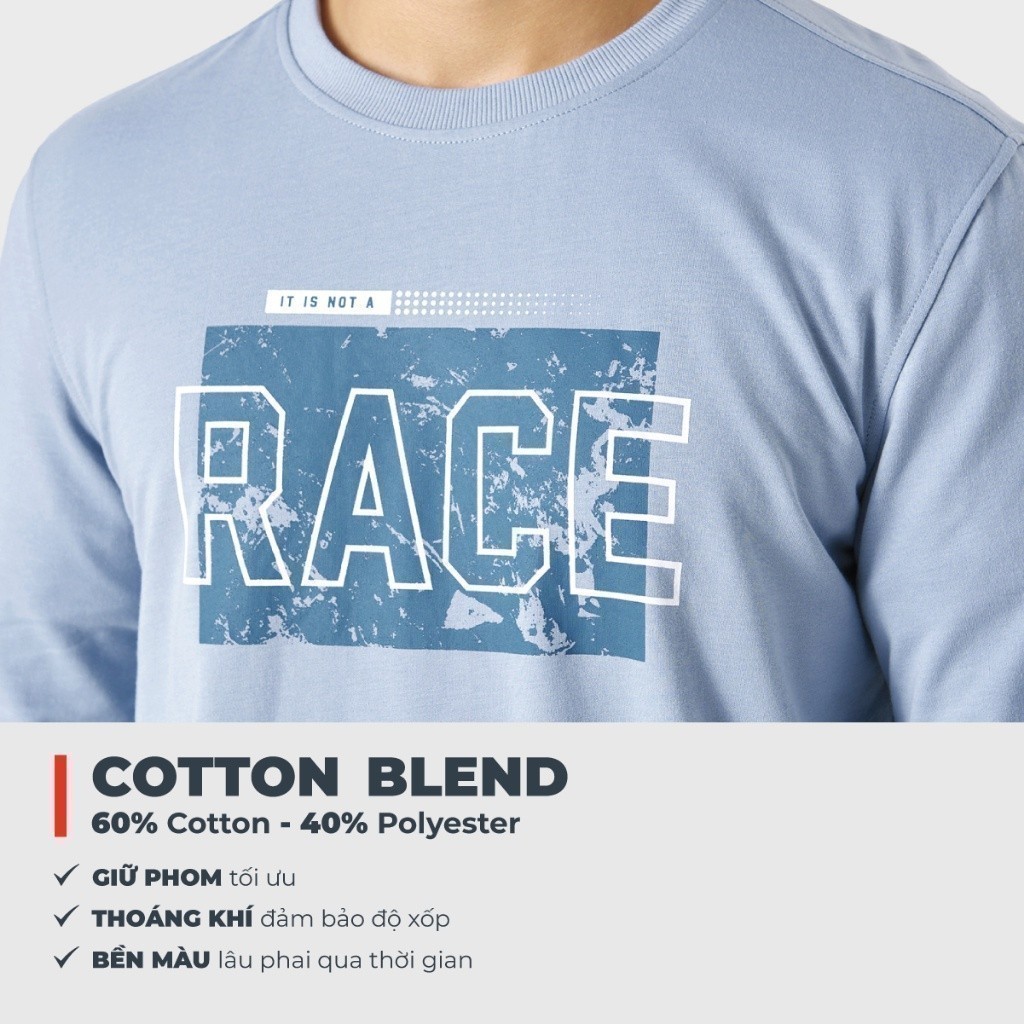 Áo nỉ nam CANIFA cổ tròn dài tay in hình form vừa 8TW23W002