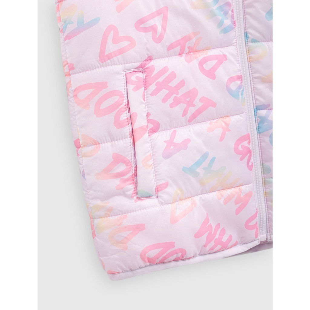 Áo khoác bé gái CANIFA áo gilet chần bông không tay có mũ 1OT23W005