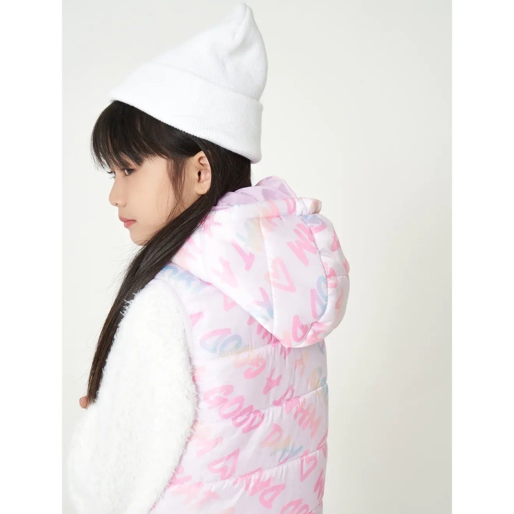 Áo khoác bé gái CANIFA áo gilet chần bông không tay có mũ 1OT23W005