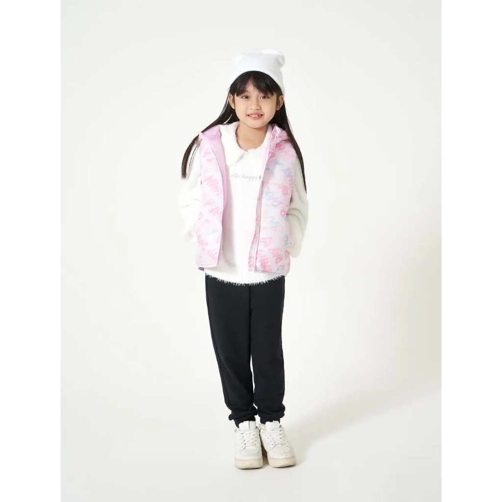 Áo khoác bé gái CANIFA áo gilet chần bông không tay có mũ 1OT23W005
