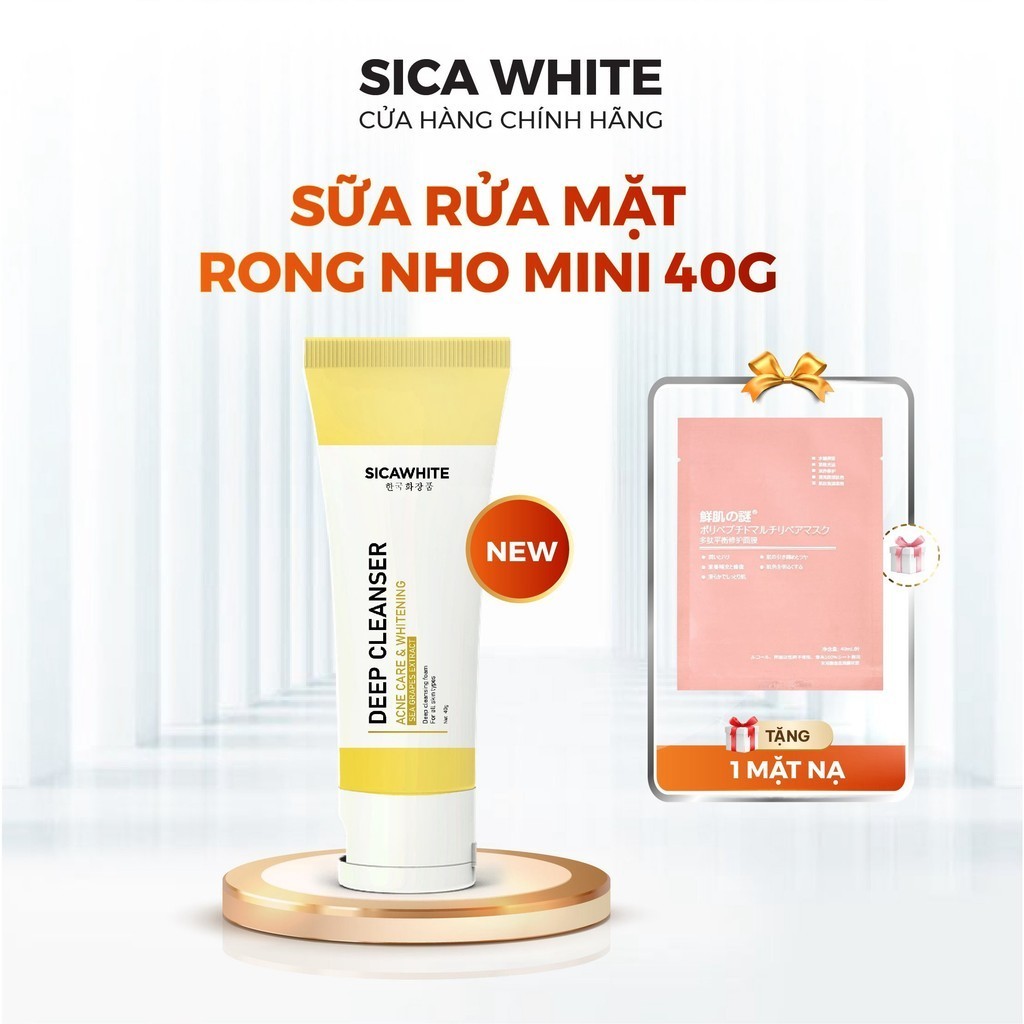 Sữa Rửa Mặt Rong Nho Sica White 40Ml, Sạch Sâu, Ngăn Ngừa Mụn, Không Khô Da - SICA WHITE