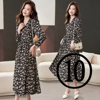 Real Shot Xuân Thu Phong Cách Mới Pháp Retro Váy Dài Hẹp Tính Khí Mỏng Hơn Nhìn Dài Tay Màu Đen
