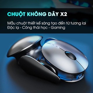  Chuột máy tính không dây TEKKIN INPHIC X2 thiết kế độc lạ tương lai gaming 2400 DPI chống ồn tắt âm công thái học 